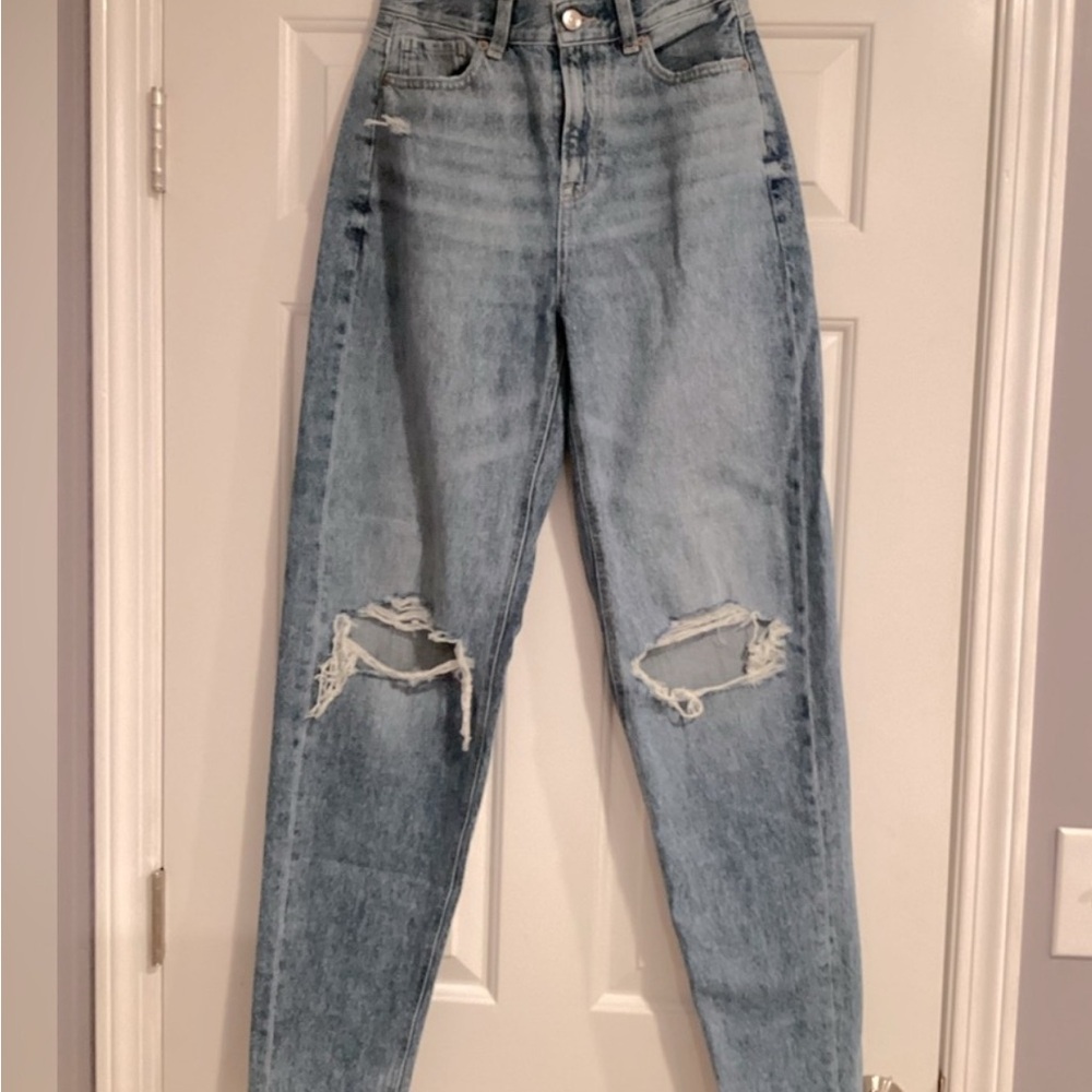Women's Light Blue Distressed Jeans